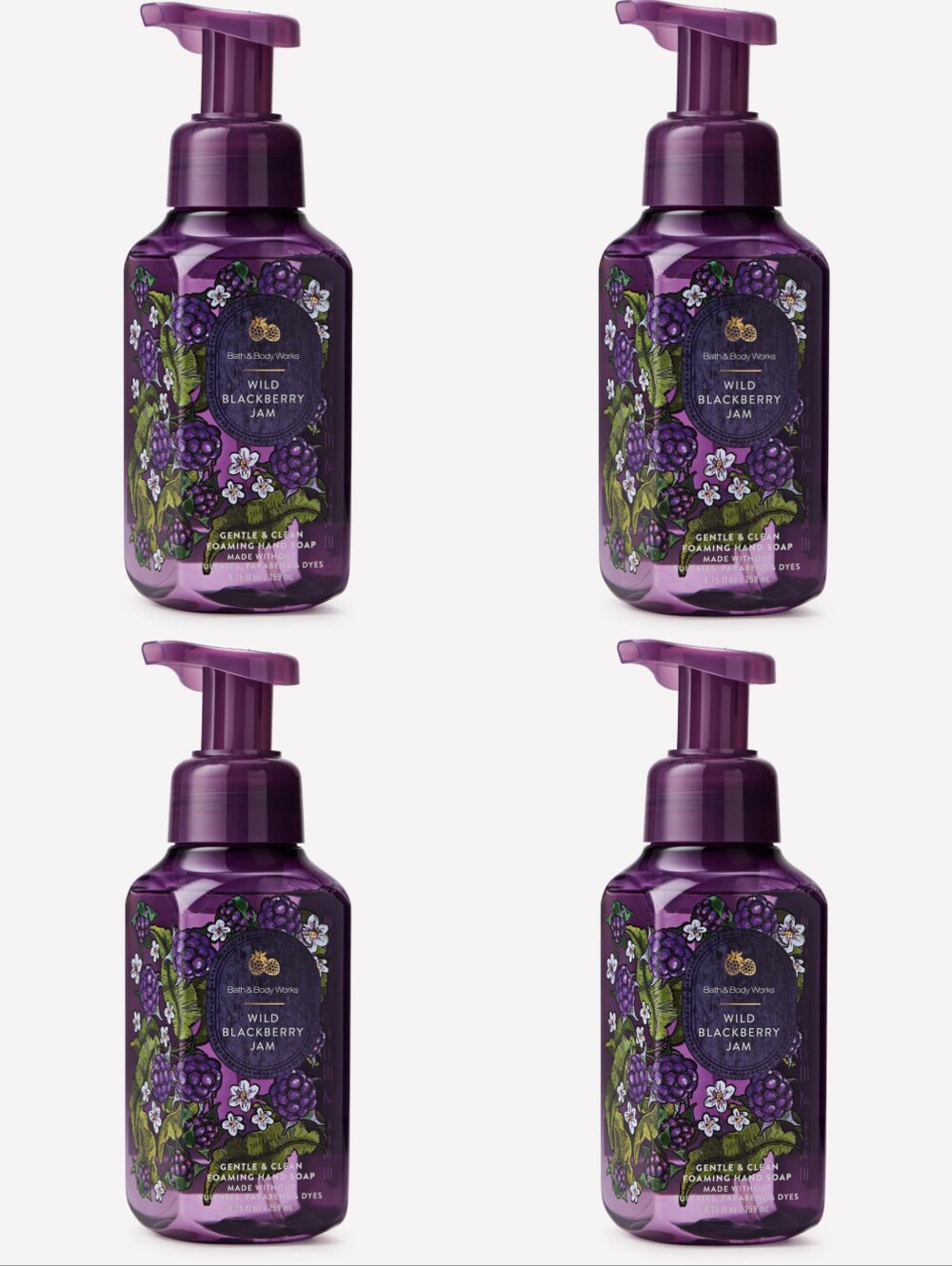 Bath & Body Works Wild Blackberry Jam Foaming Hand Soap Set of 4 NEW RARE
